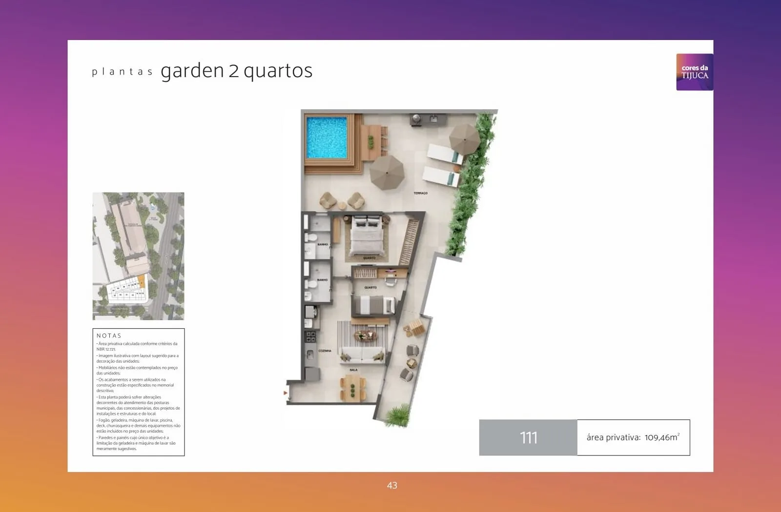 Planta 11: Cores da Tijuca, studio de alto padrão na Tijuca, Rio de Janeiro
