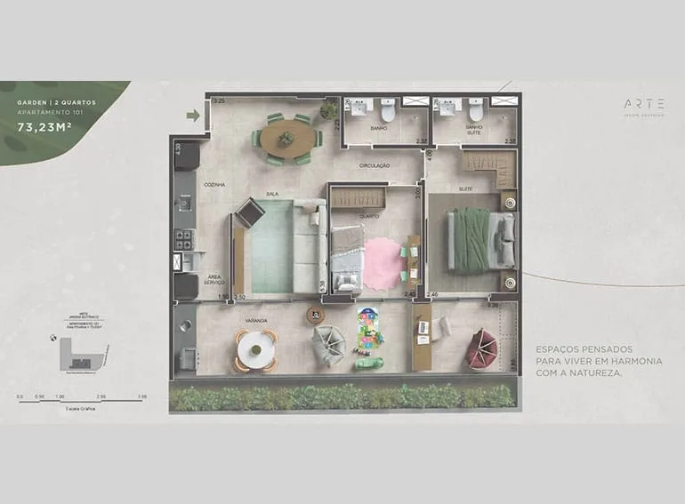 Planta 7: Arte Jardim Botânico, apartamento de alto padrão no Jardim Botânico, Rio de Janeiro
