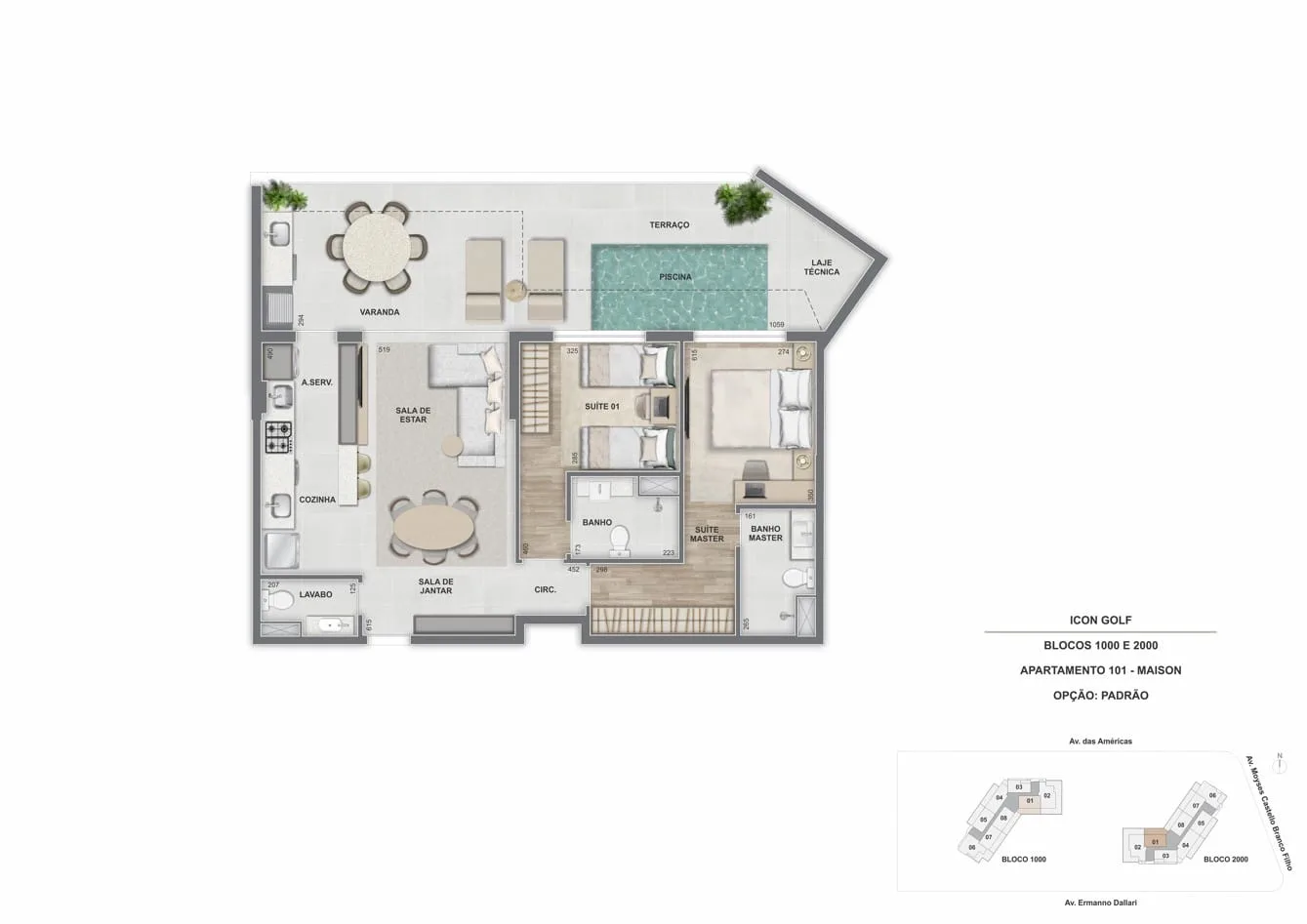 Planta 15: Icon Golf Residence, apartamento de alto padrão na Barra da Tijuca, Rio de Janeiro