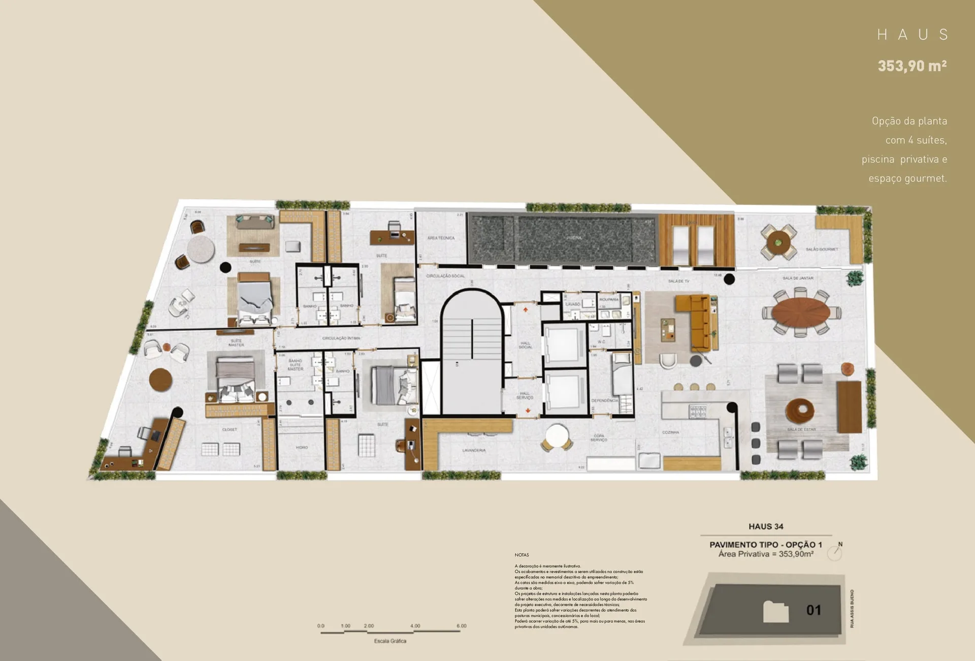Planta 2: Haus 34 Botafogo, apartamento de alto padrão em Botafogo, Rio de Janeiro