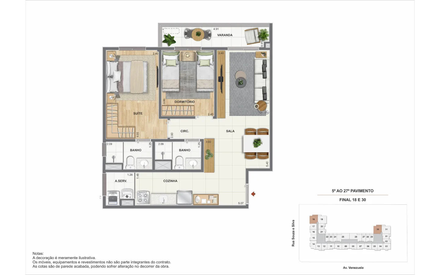 Planta 8: Orla Mauá , studio de alto padrão no Centro, Rio de Janeiro