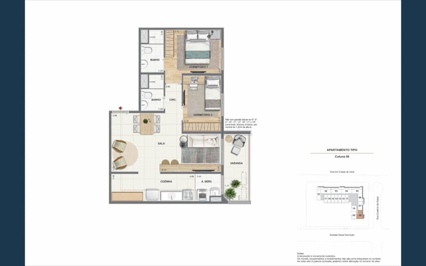 Planta 11: Baía Guanabara Residences, studio de alto padrão em Ipanema, Rio de Janeiro