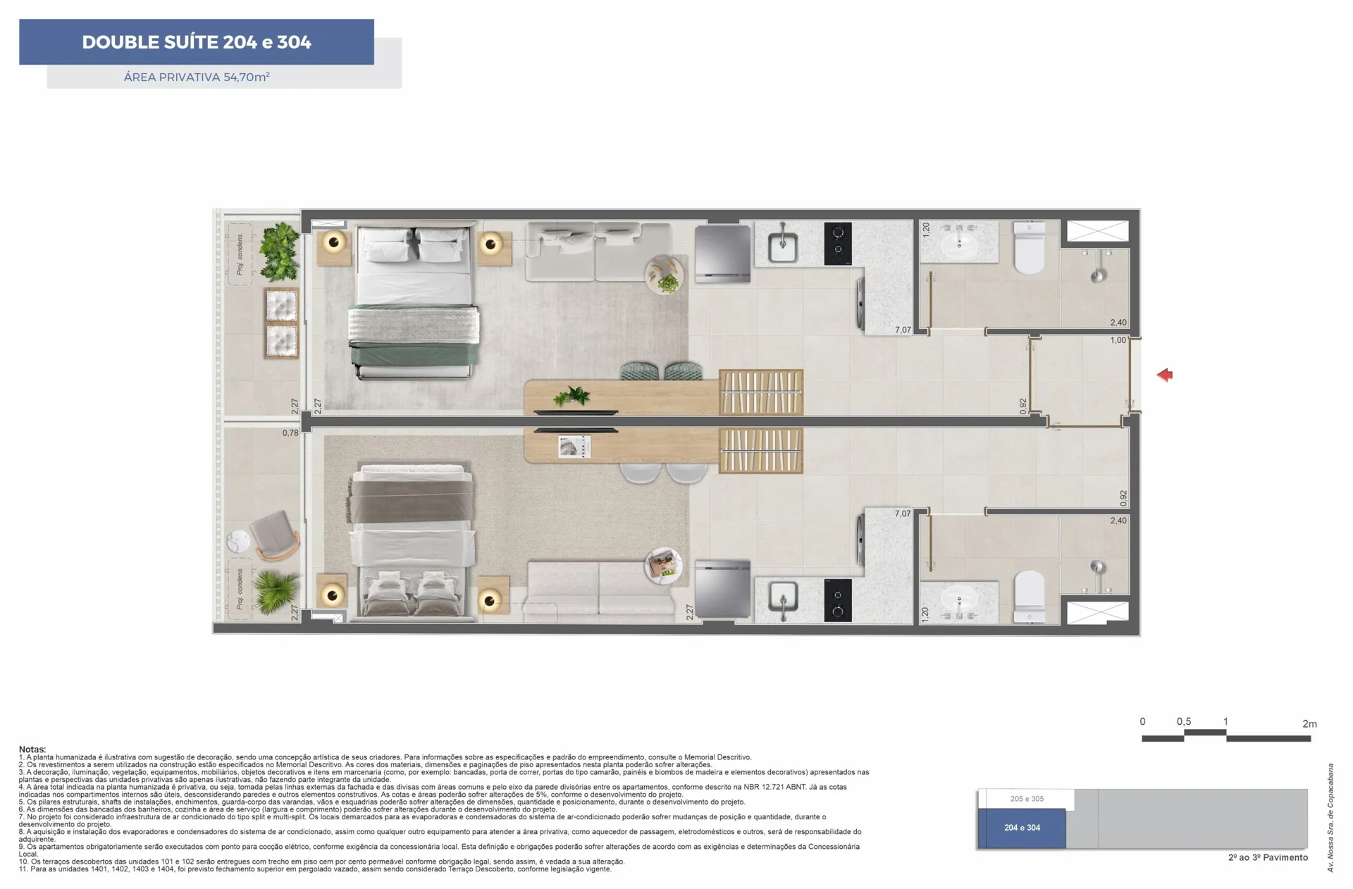 Planta 9: Copa Studios, apartamento de alto padrão em Copacabana, Rio de Janeiro