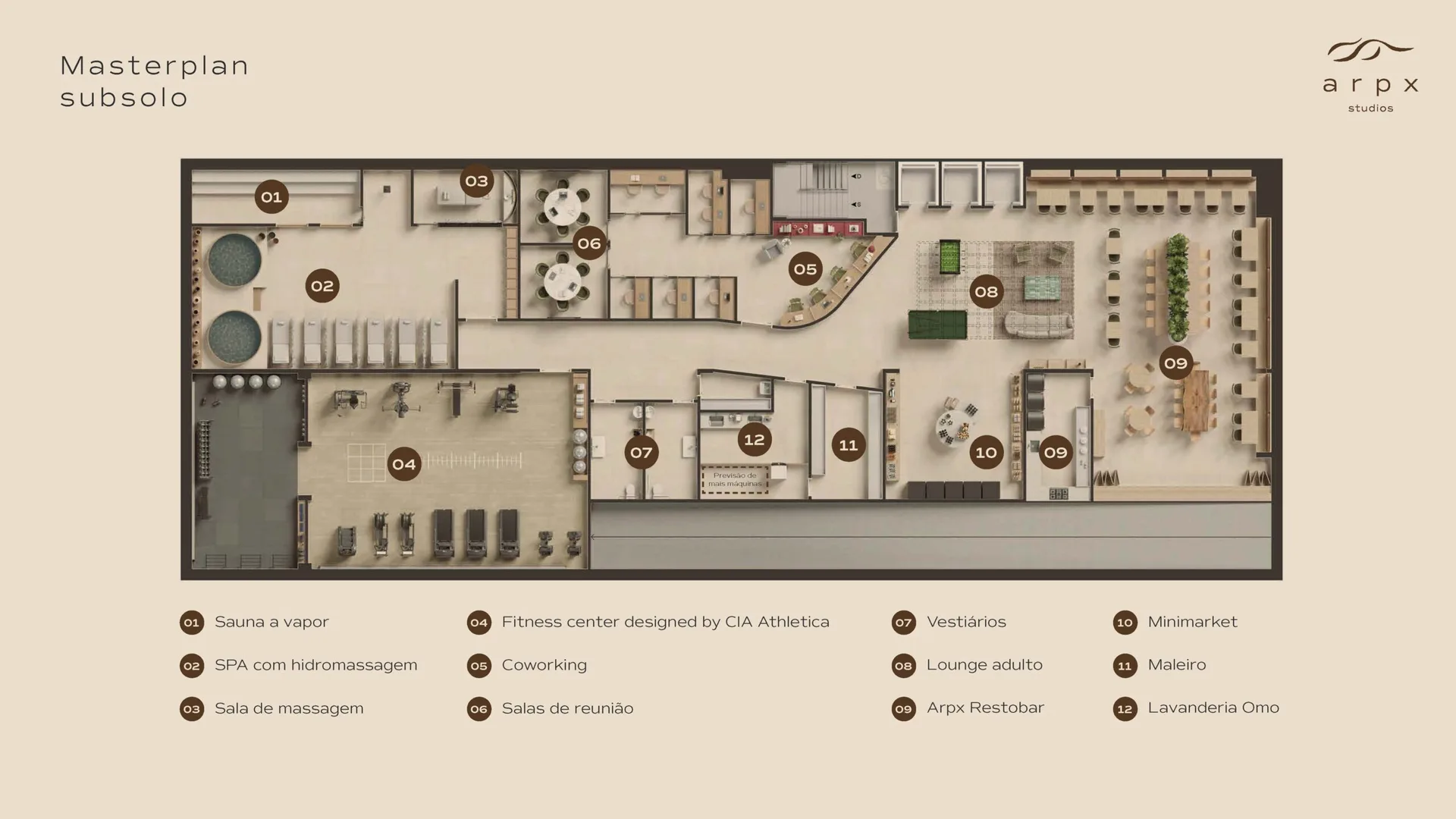 Planta 1: Arpx Studios, studio de alto padrão no Arpoador, Rio de Janeiro