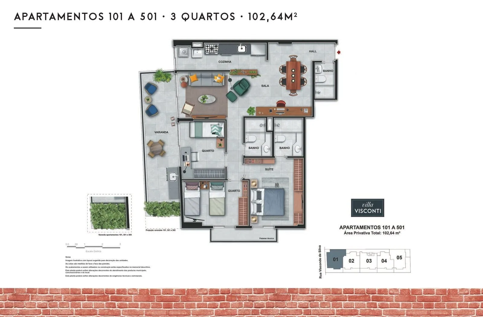 Planta 1: Villa Visconti Botafogo, apartamento de alto padrão em Botafogo, Rio de Janeiro
