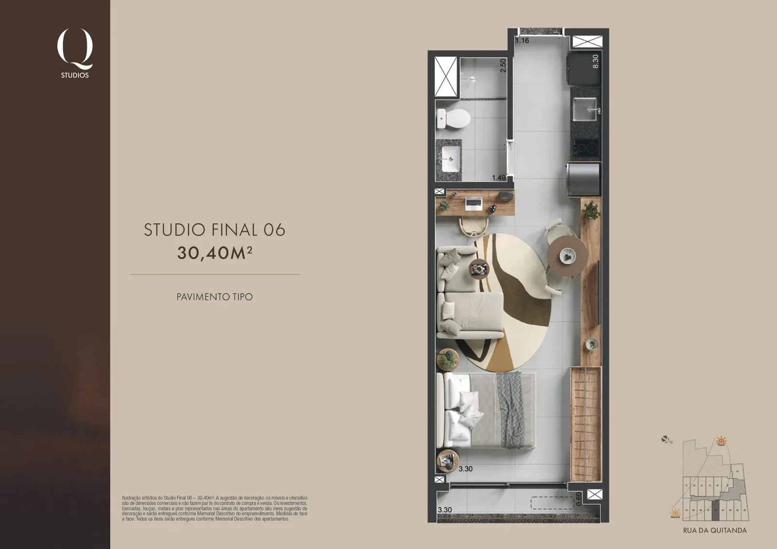 Planta 8: Q Studios Rua da Quitanda, 23, studio de alto padrão no Centro, Rio de Janeiro