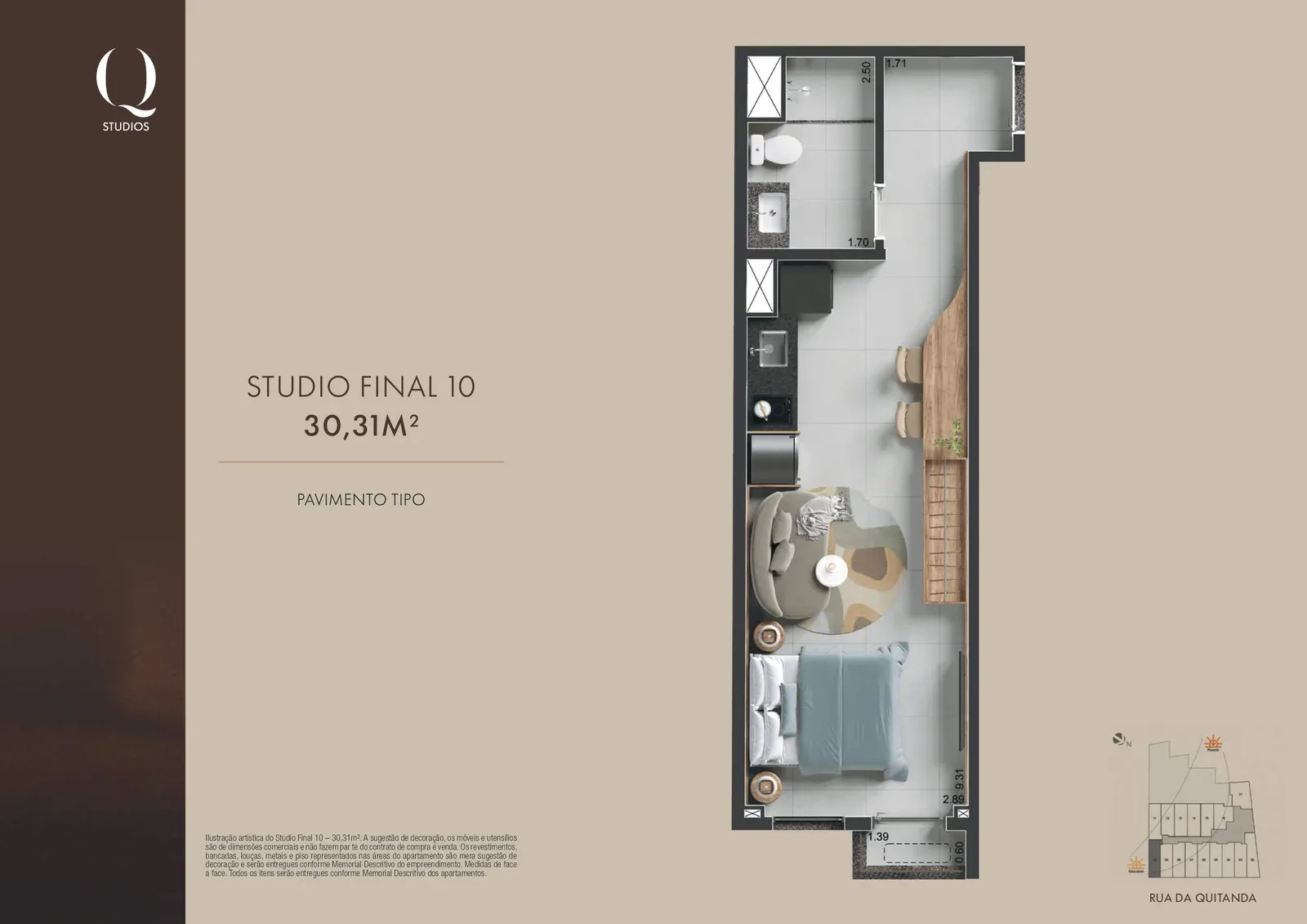 Planta 9: Q Studios Rua da Quitanda, 23, studio de alto padrão no Centro, Rio de Janeiro