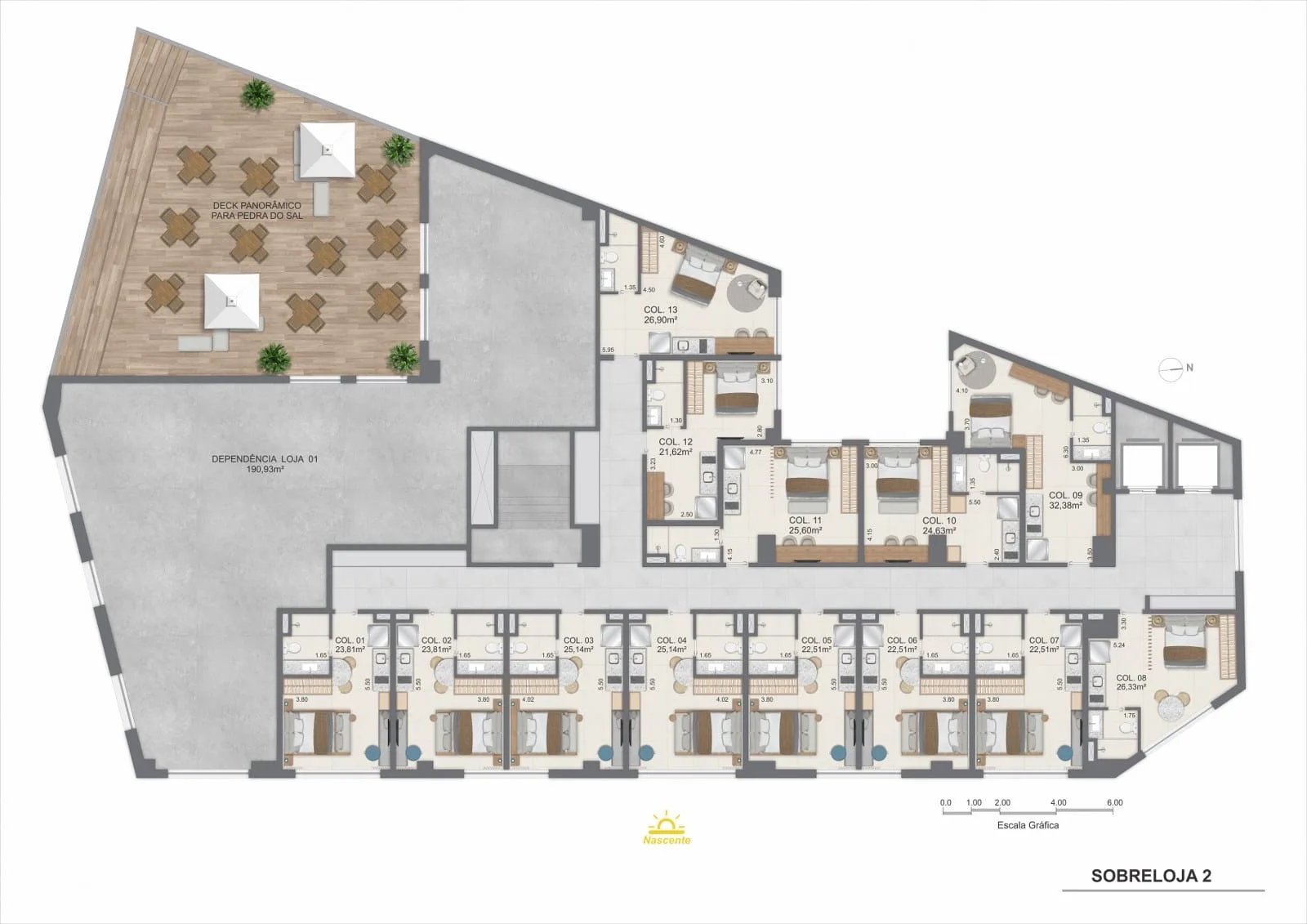 Planta 6: Sal Rio Residence, studio de alto padrão no Centro, Rio de Janeiro