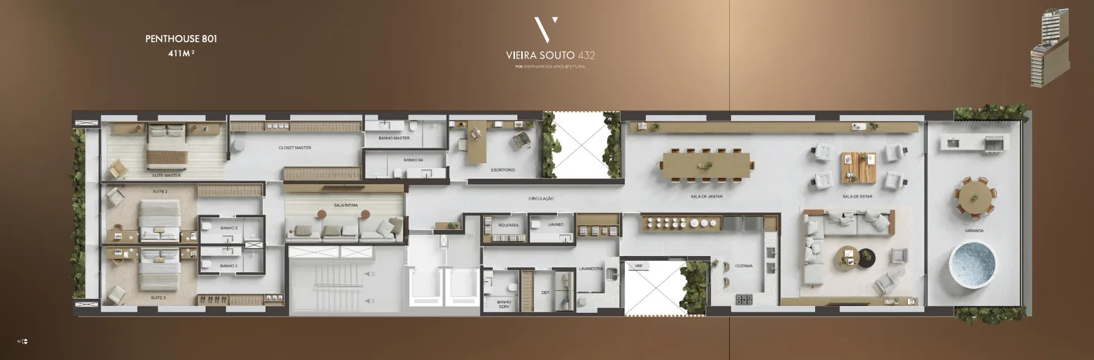 Planta 4: Vieira Souto 432, apartamento de alto padrão em Ipanema, Rio de Janeiro