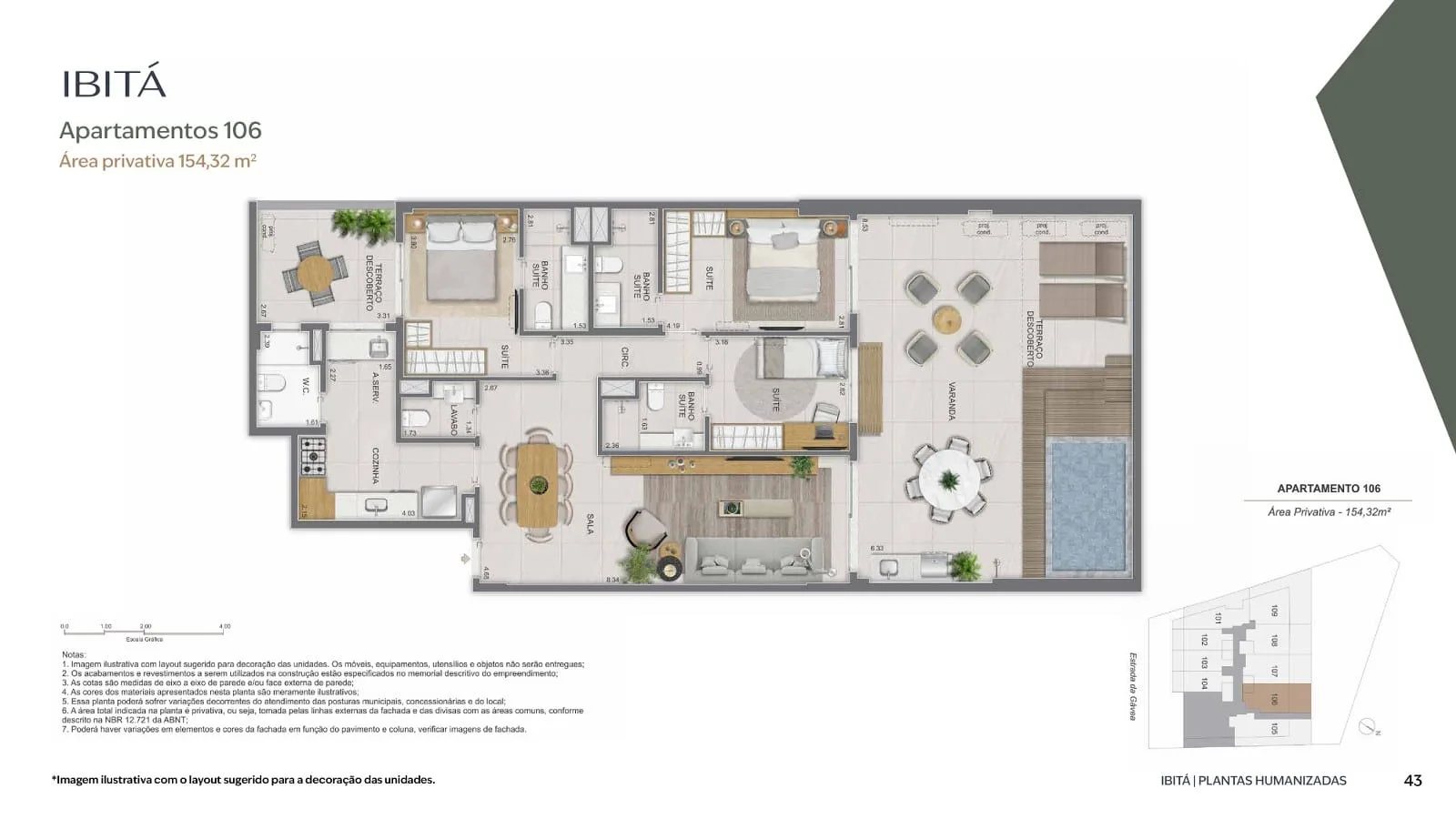 Planta 6: Casas Ibitá São Conrado, apartamento de alto padrão em São Conrado, Rio de Janeiro
