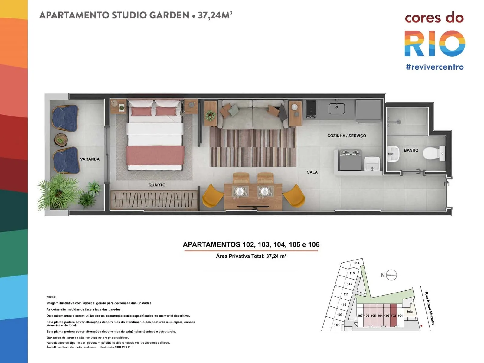 Planta 3: Cores do Rio, studio de alto padrão no Centro, Rio de Janeiro
