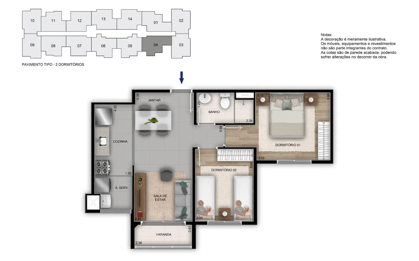 Planta 3: Orla Recreio Grumari, apartamento de alto padrão no Recreio dos Bandeirantes, Rio de Janeiro