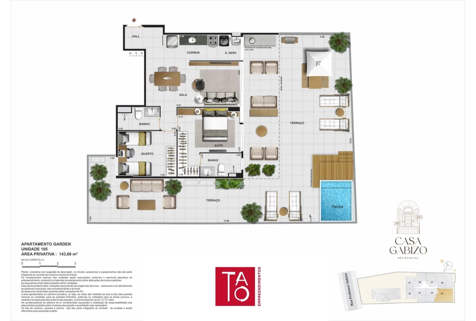 Planta 1: Casa Gabizo Residencial, apartamento de alto padrão na Tijuca, Rio de Janeiro