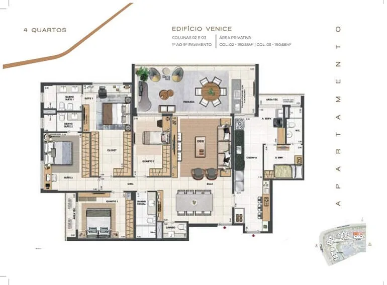 Planta 2: Orygem Acqua Home, apartamento de alto padrão na Barra da Tijuca, Rio de Janeiro
