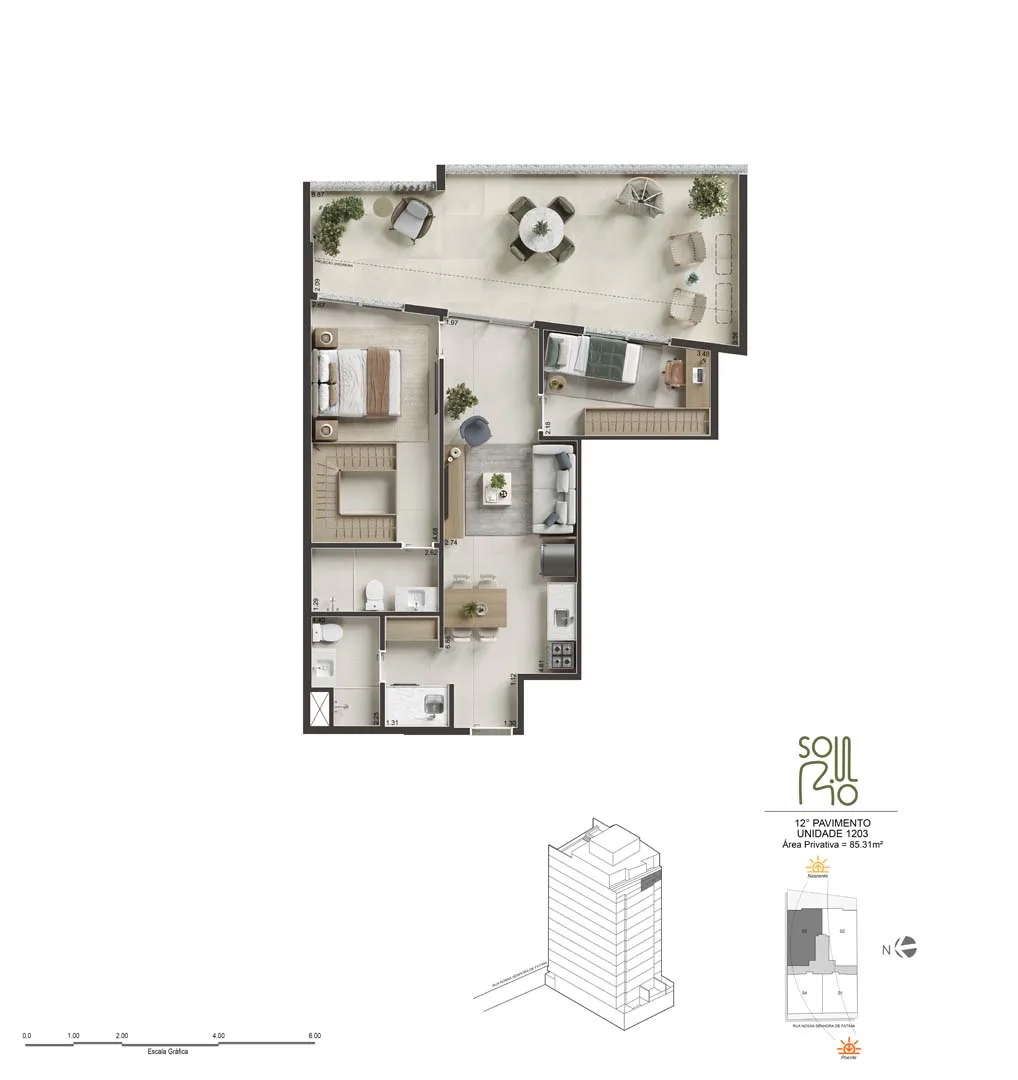 Planta 15: Soul Rio Nossa Senhora de Fátima, studio de alto padrão no Centro, Rio de Janeiro