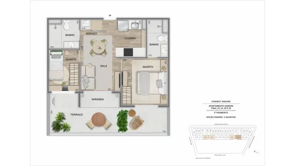 Planta 13: Connect Square, studio de alto padrão no Centro, Rio de Janeiro