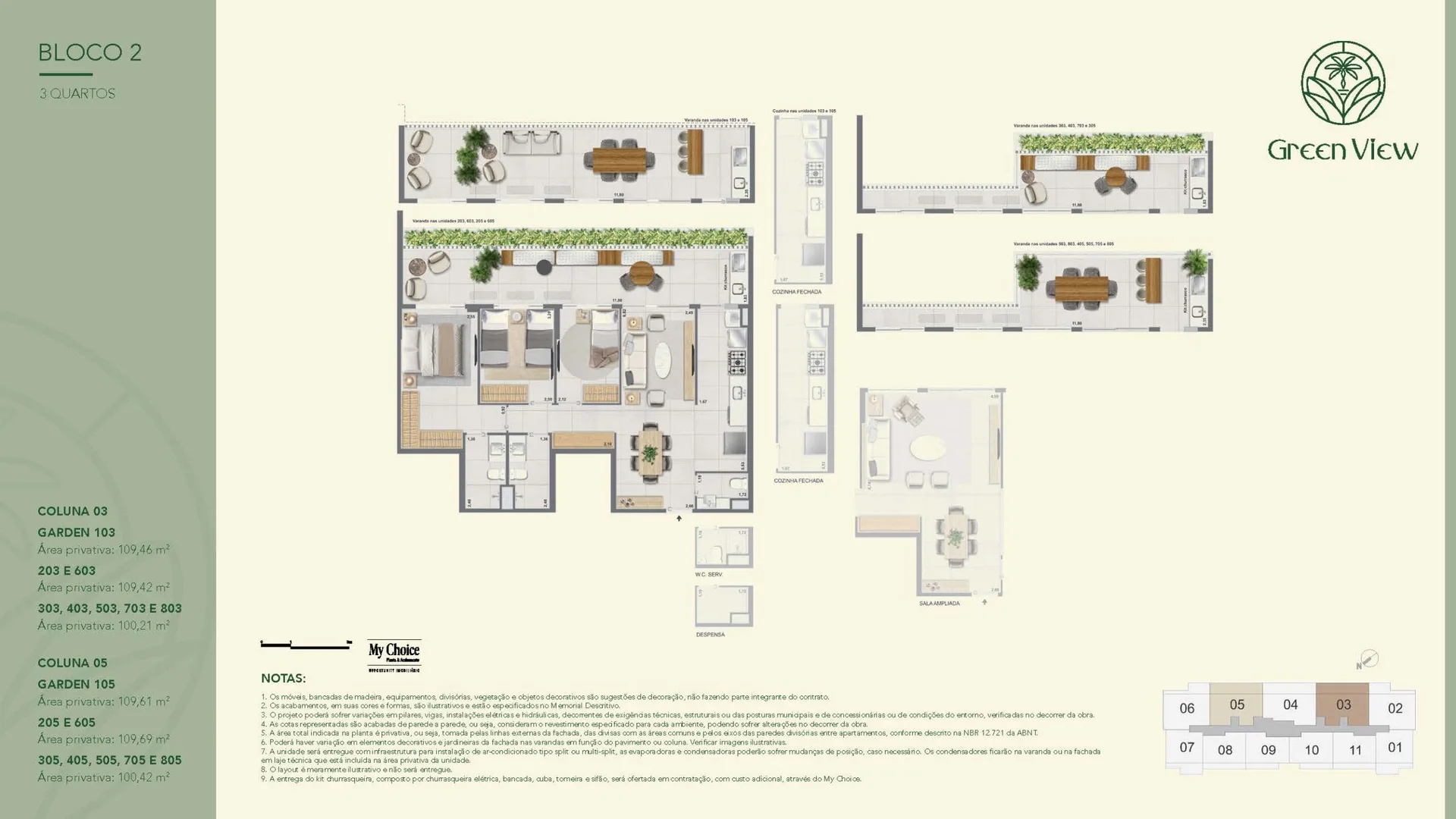 Planta 11: Green Park Barra, apartamento de alto padrão na Barra da Tijuca, Rio de Janeiro