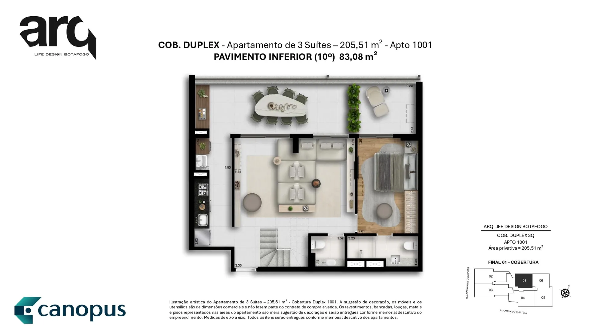 Planta 7: Arq Life Design Botafogo, apartamento de alto padrão em Botafogo, Rio de Janeiro