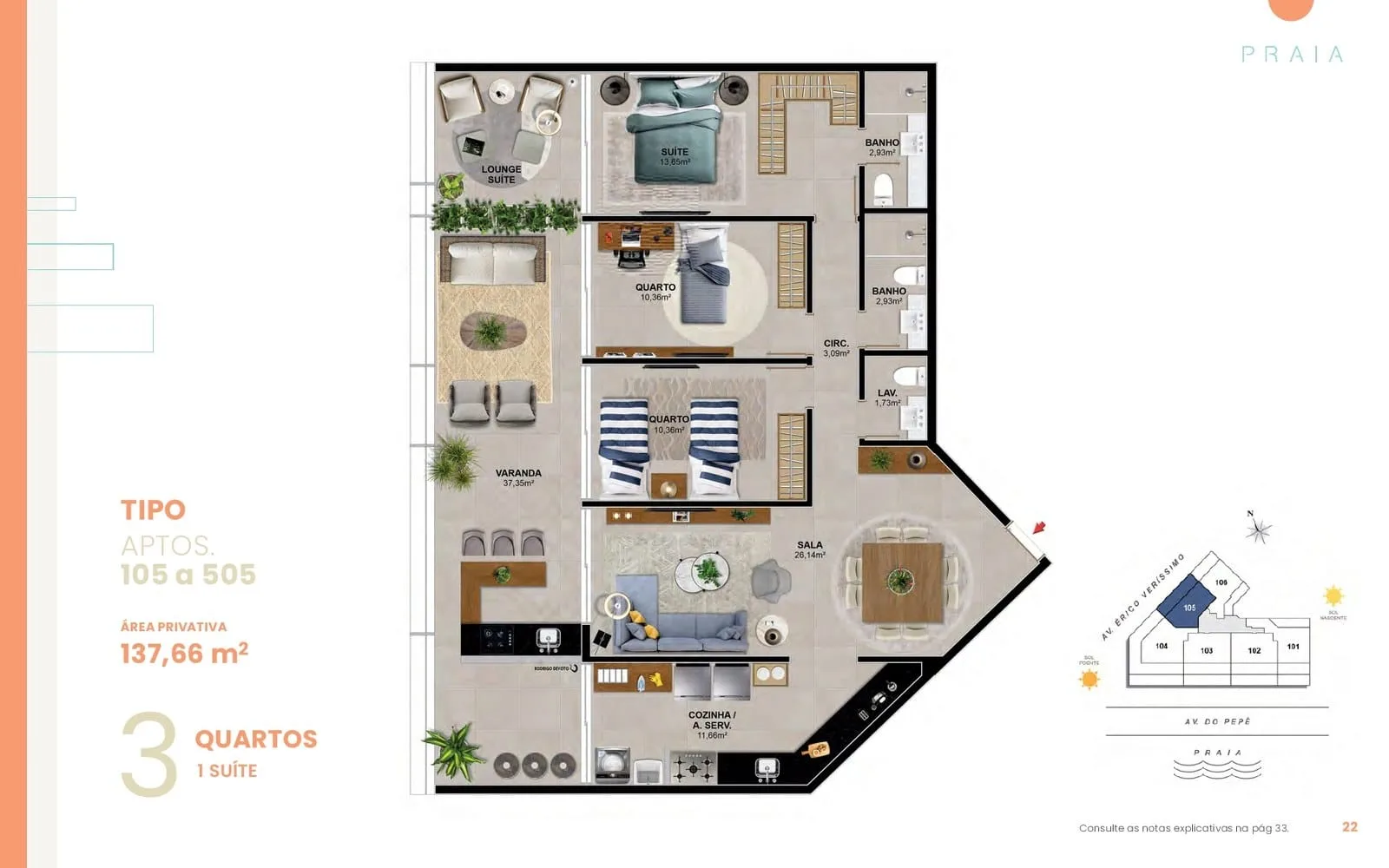Planta 12: Praia Residencial Mar, apartamento de alto padrão na Barra da Tijuca, Rio de Janeiro