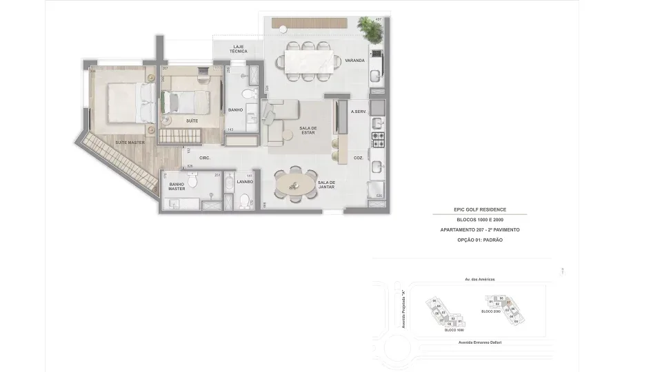Planta 13: Epic Golf Residence, apartamento de alto padrão na Barra da Tijuca, Rio de Janeiro