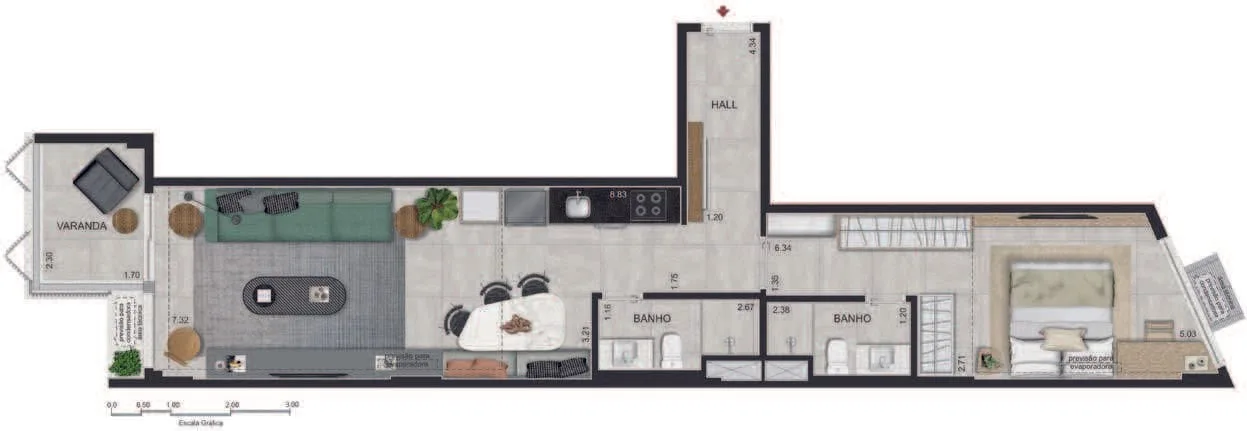 Planta 7: OUI Ipanema Studios, studio de alto padrão em Ipanema, Rio de Janeiro