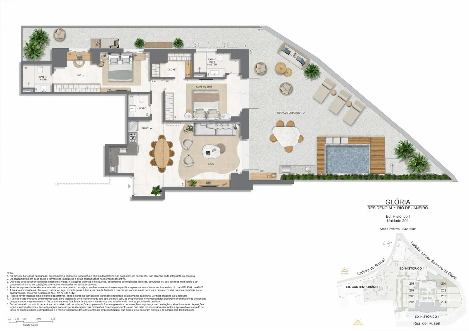 Planta 1: Glória Residencial, apartamento de alto padrão na Gávea, Rio de Janeiro