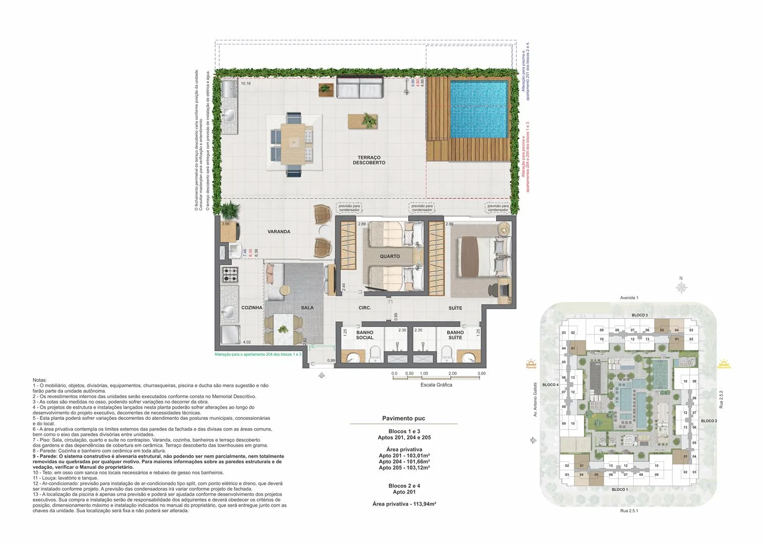 Planta 5: Arte Wood Residences, apartamento de alto padrão na Barra Olímpica, Rio de Janeiro