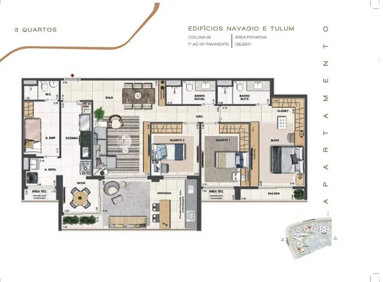 Planta 10: Orygem Acqua Home, apartamento de alto padrão na Barra da Tijuca, Rio de Janeiro
