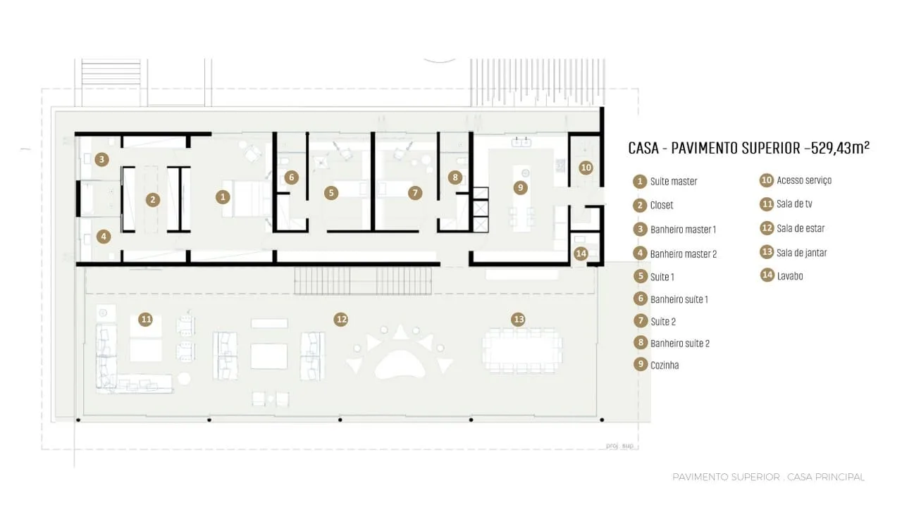 Planta 1: Casa Inti São Conrado, mansão de alto padrão em São Conrado, Rio de Janeiro