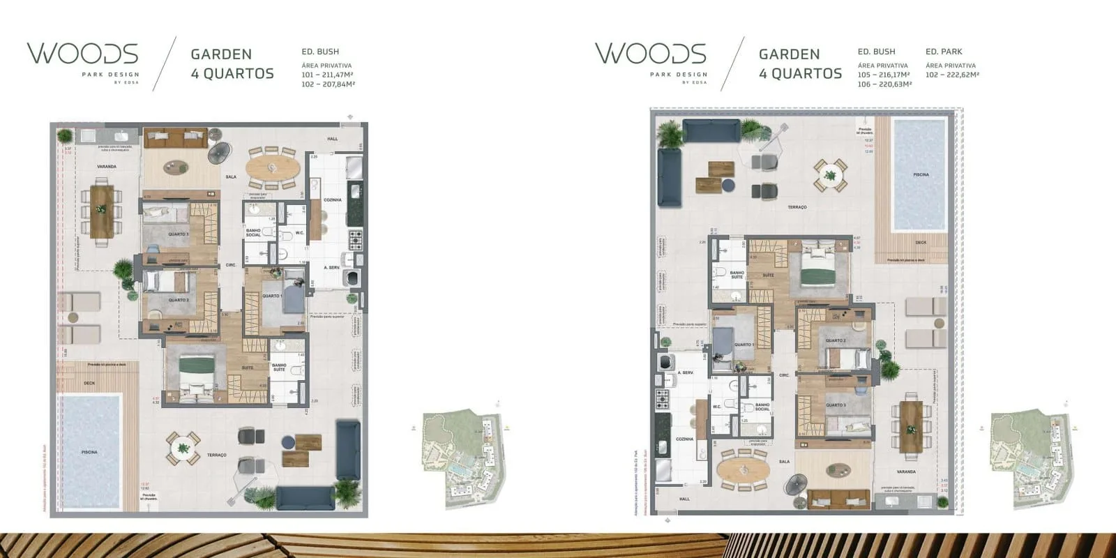 Planta 1: Woods Park Design, apartamento de alto padrão na Barra da Tijuca, Rio de Janeiro