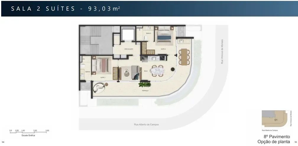 Planta 7: Vinicius 233, studio de alto padrão em Ipanema, Rio de Janeiro