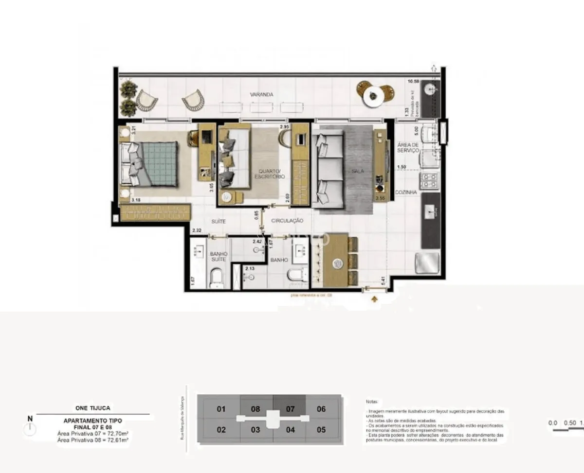 Planta 1: One Tijuca, apartamento de alto padrão na Tijuca, Rio de Janeiro