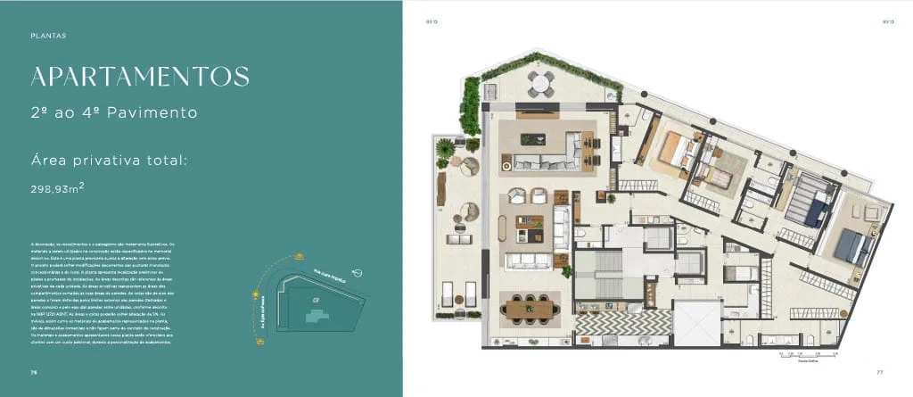 Planta 4: Azuis Mozak, apartamento de alto padrão na Lagoa, Rio de Janeiro