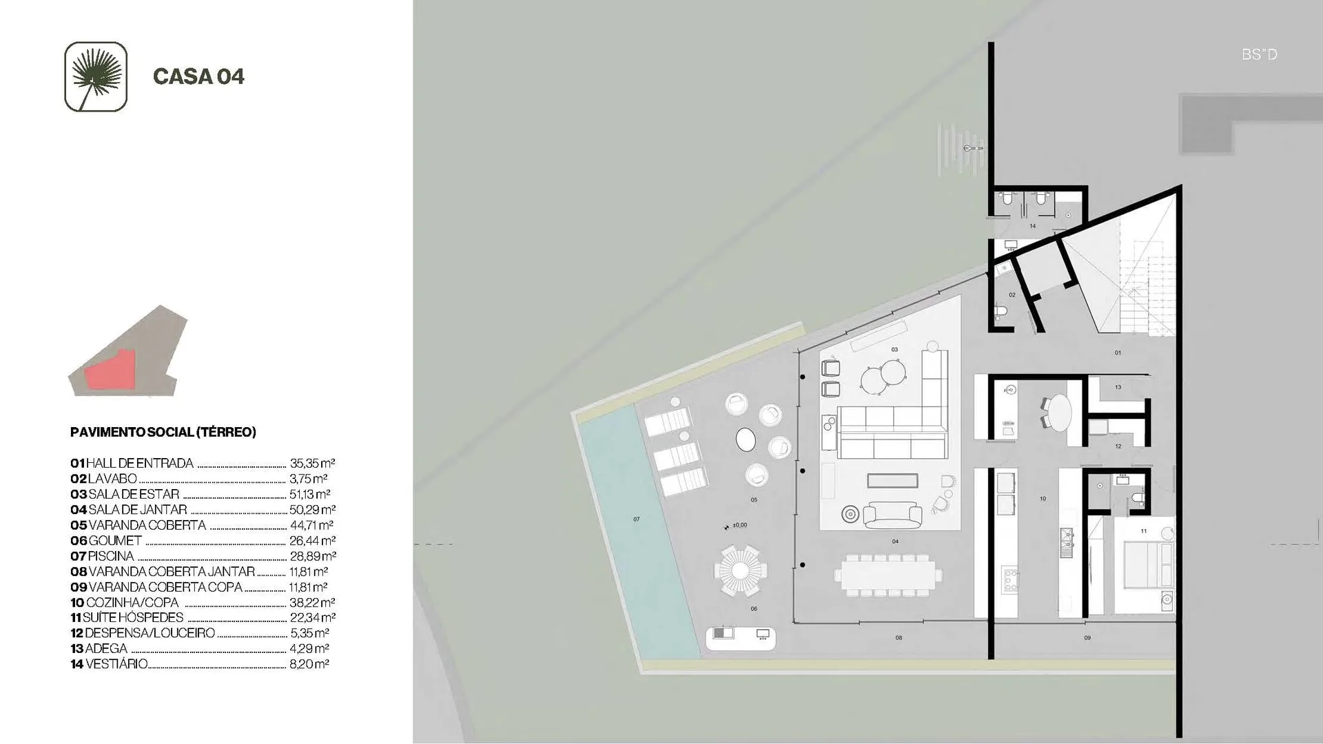 Planta 14: Estância Pernambuco Mozak, apartamento de alto padrão no Leblon, Rio de Janeiro