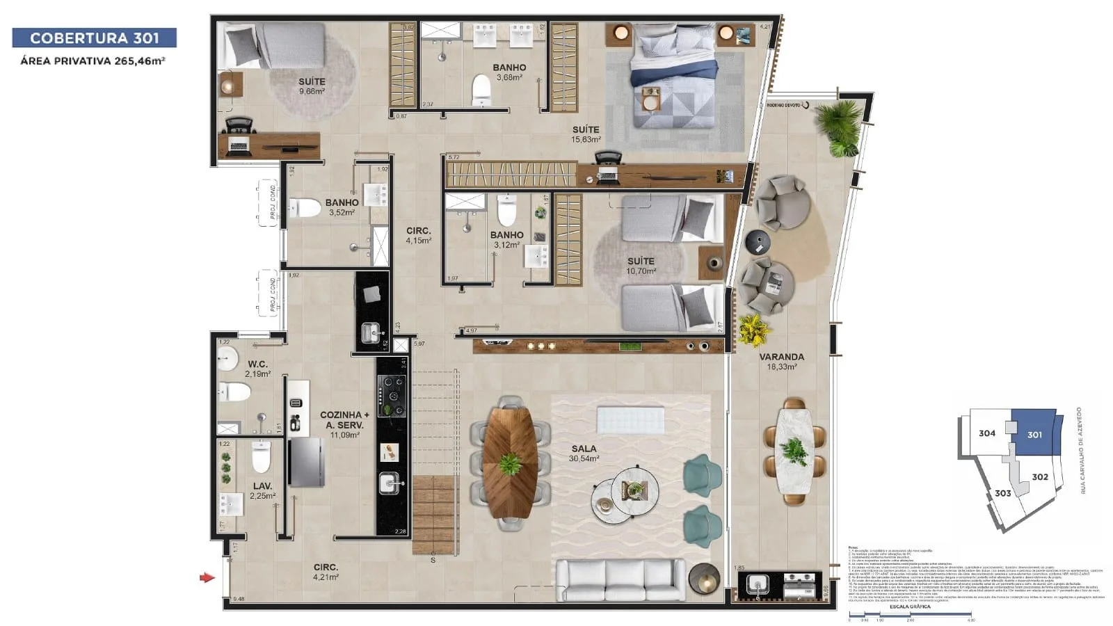 Planta 1: Ares Lagoa, apartamento de alto padrão na Lagoa, Rio de Janeiro