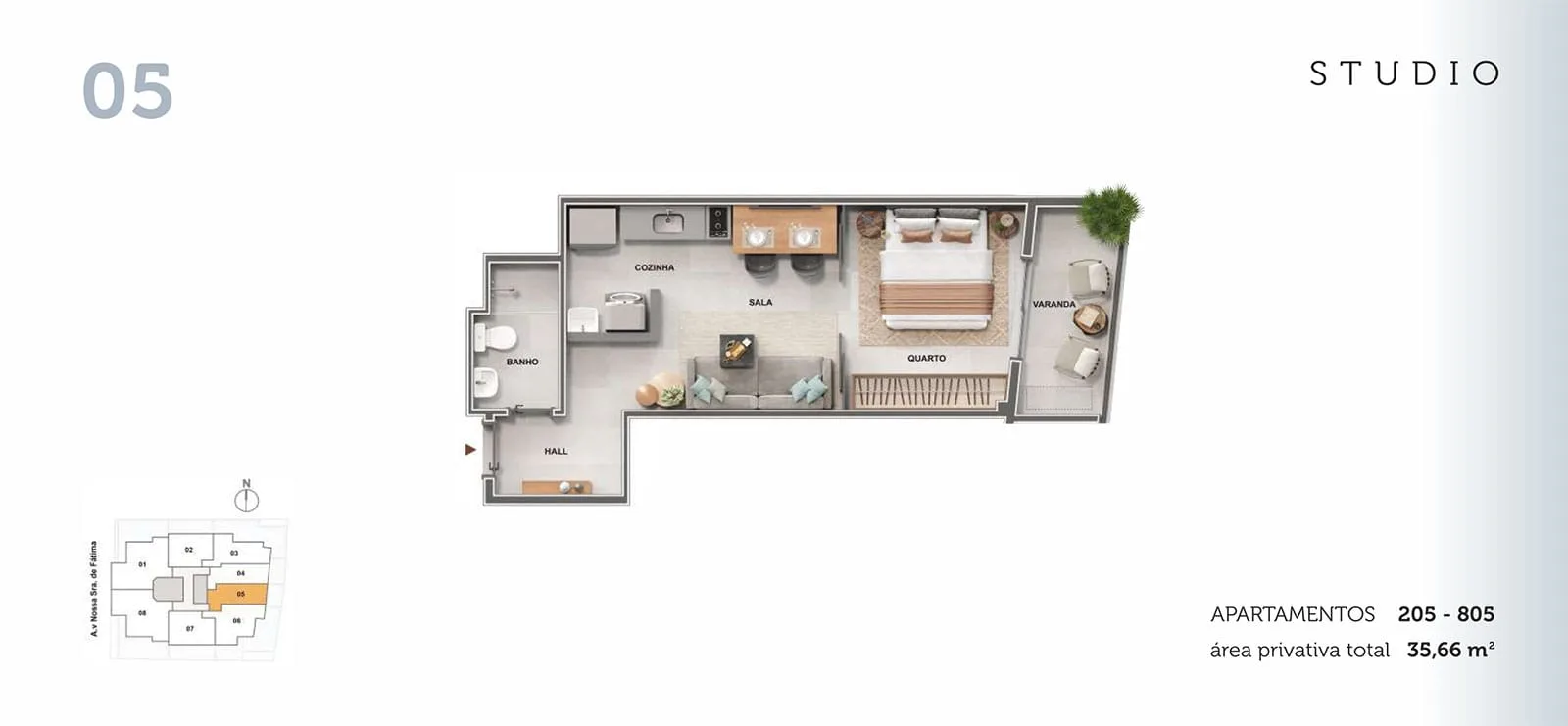 Planta 5: Cores de Fátima, apartamento de alto padrão no Centro, Rio de Janeiro