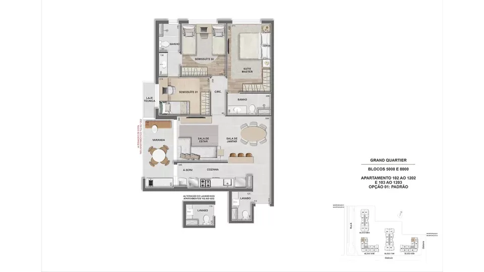 Planta 7: Grand Quartier, apartamento de alto padrão na Barra da Tijuca, Rio de Janeiro