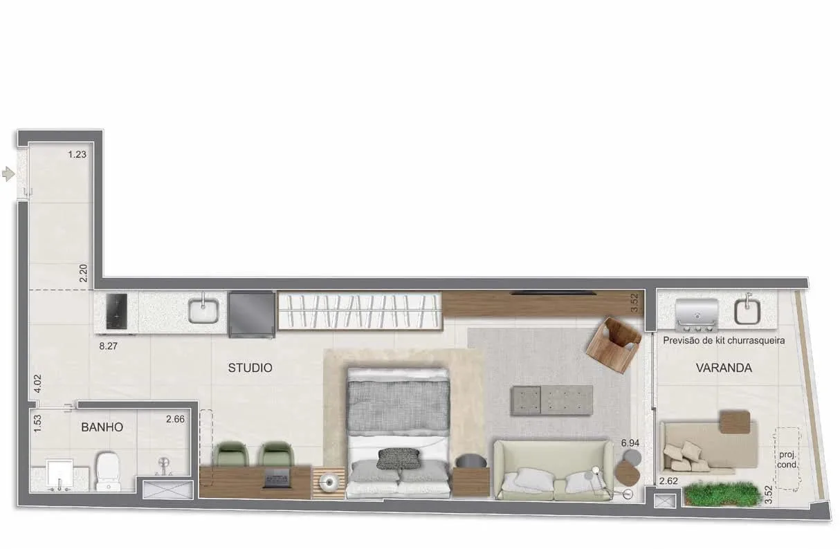 Planta 12: Lis Smart Living Copacabana, studio de alto padrão em Copacabana, Rio de Janeiro