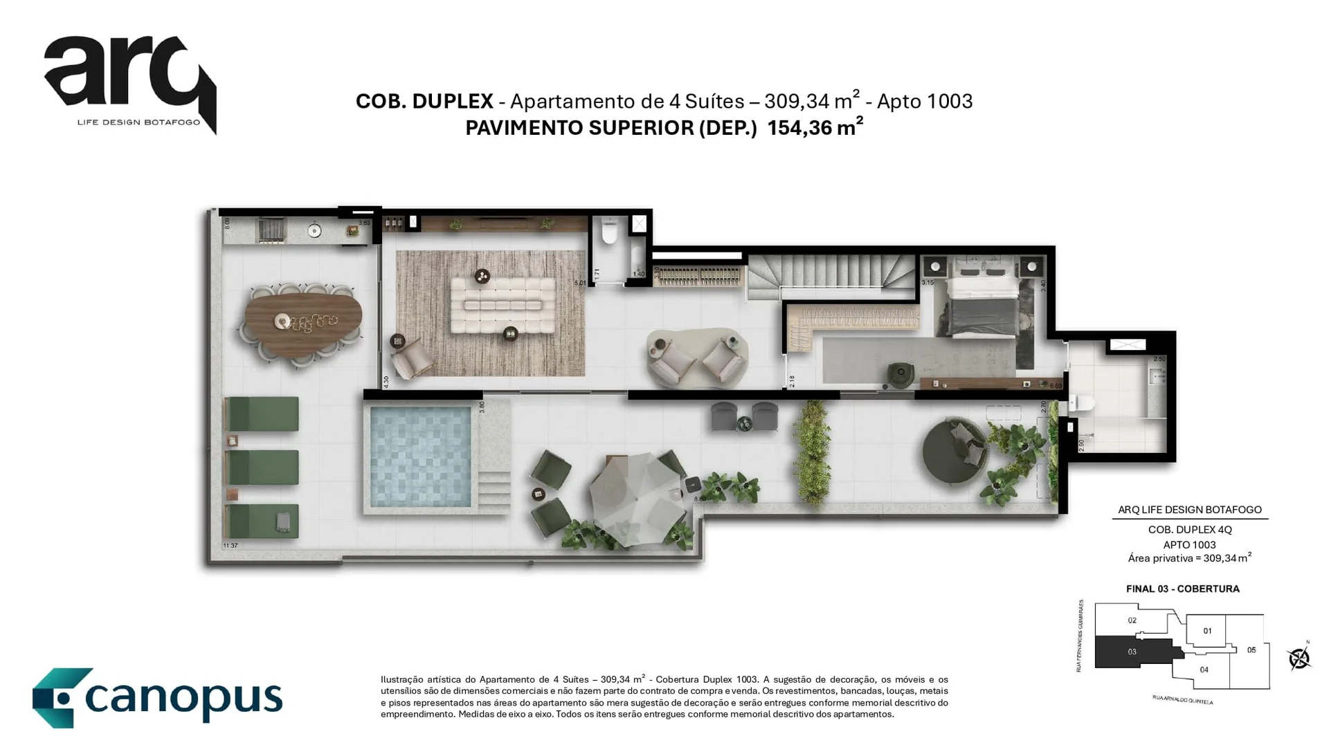 Planta 12: Arq Life Design Botafogo, apartamento de alto padrão em Botafogo, Rio de Janeiro