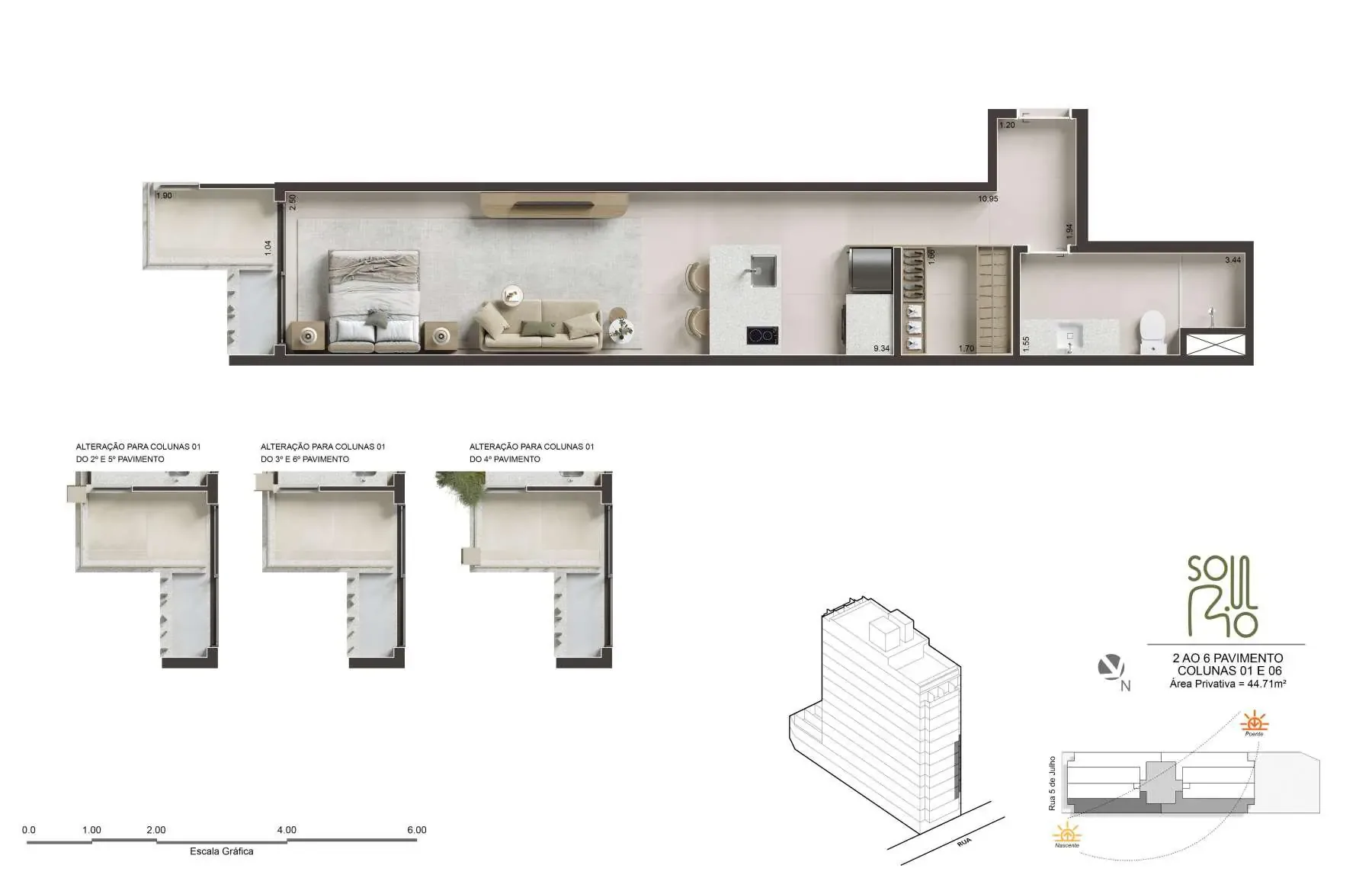 Planta 7: Soul Rio Cinco de Julho, studio de alto padrão em Copacabana, Rio de Janeiro