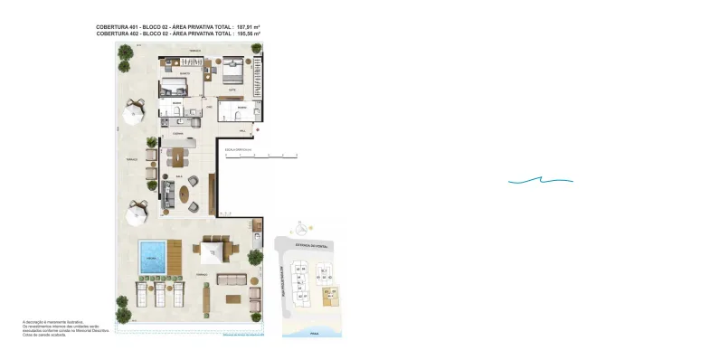 Planta 17: Las Ventanas Residencial, apartamento de alto padrão no Recreio dos Bandeirantes, Rio de Janeiro