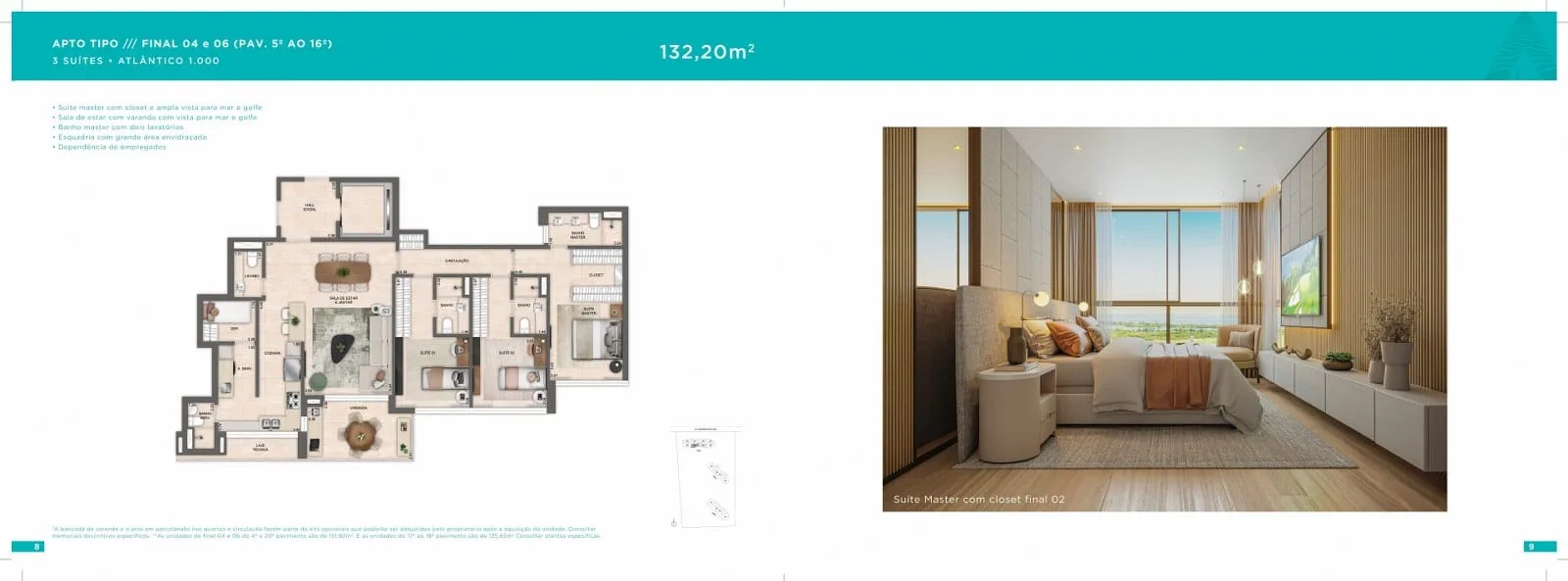 Planta 3: Atlântico Golf Residence, apartamento de alto padrão na Barra da Tijuca, Rio de Janeiro