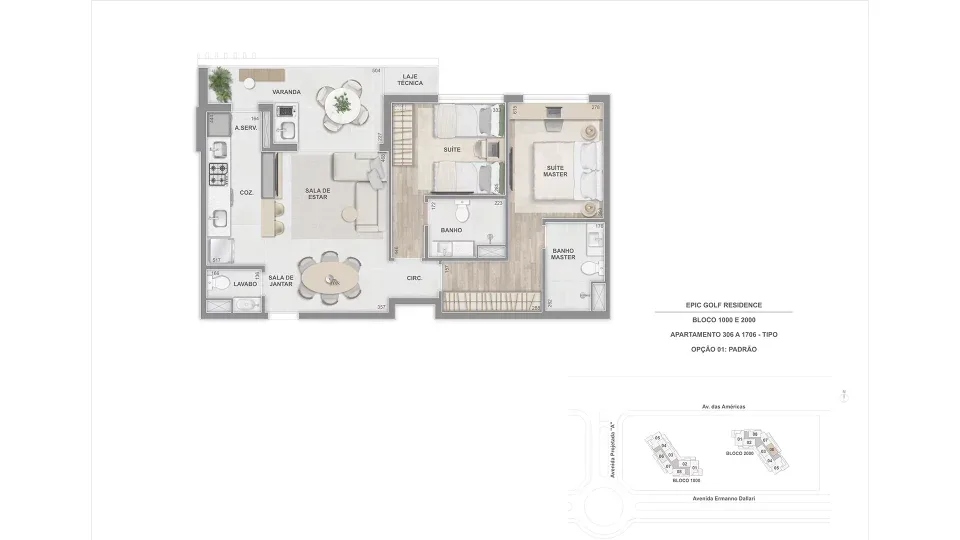 Planta 20: Epic Golf Residence, apartamento de alto padrão na Barra da Tijuca, Rio de Janeiro
