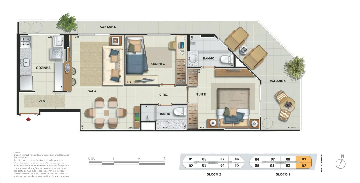 Planta 1: Innovita Tijuca, apartamento de alto padrão na Tijuca, Rio de Janeiro