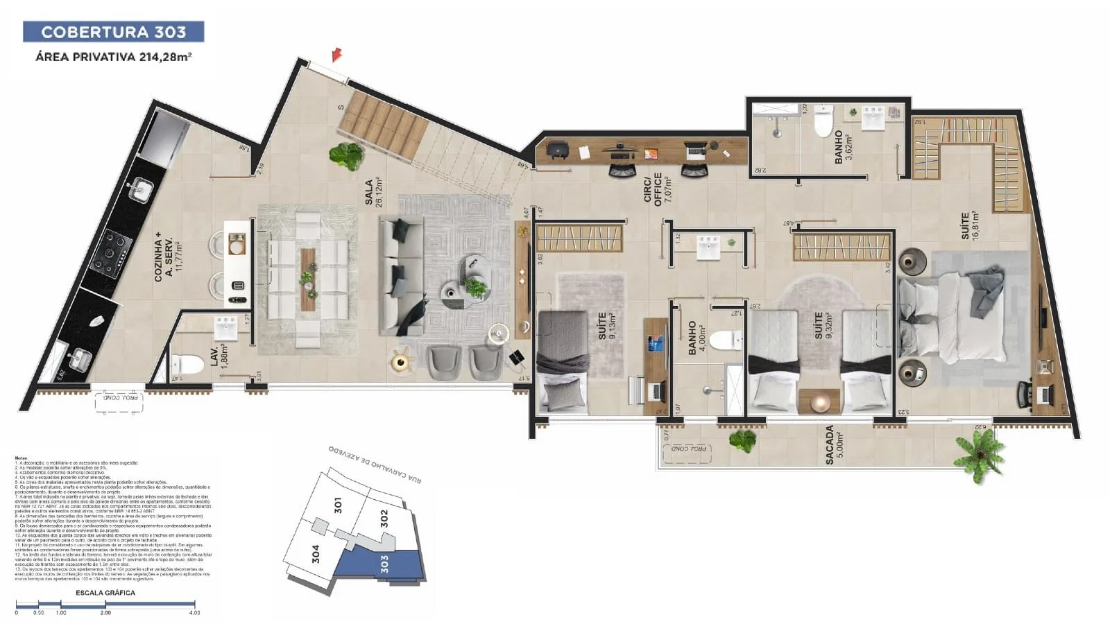 Planta 5: Ares Lagoa, apartamento de alto padrão na Lagoa, Rio de Janeiro