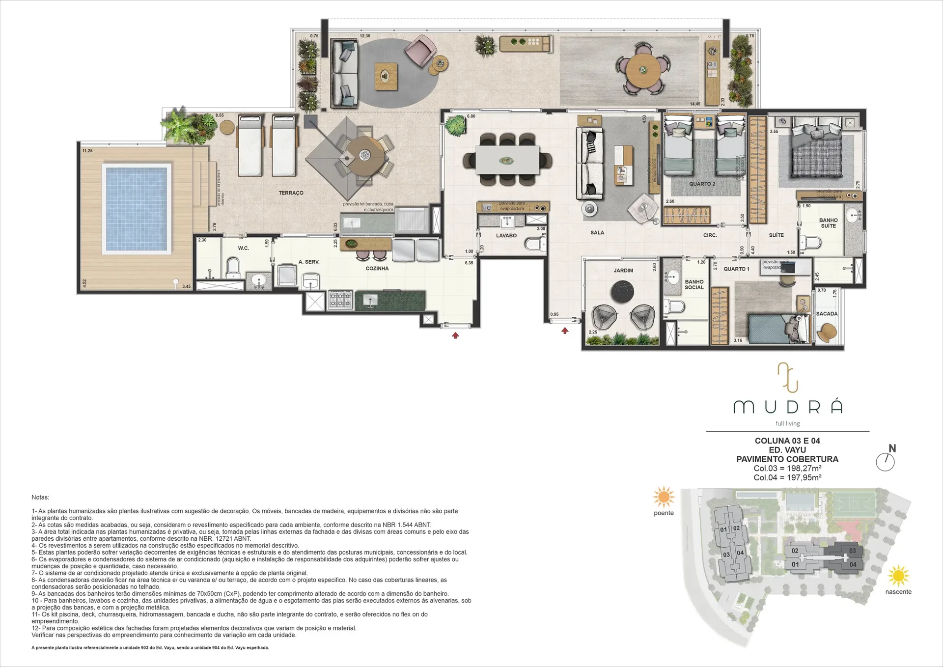 Planta 3: Barra Family Resort, apartamento de alto padrão no Recreio dos Bandeirantes, Rio de Janeiro