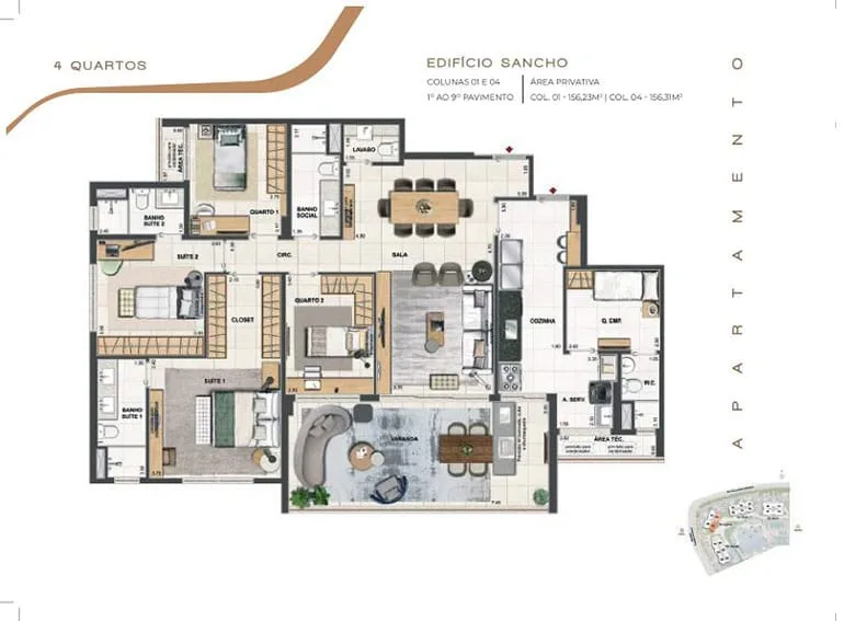 Planta 11: Orygem Acqua Home, apartamento de alto padrão na Barra da Tijuca, Rio de Janeiro