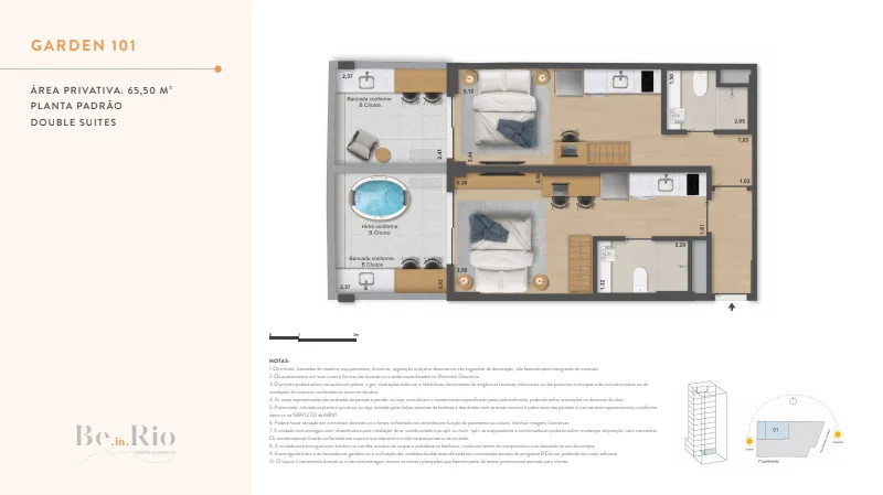 Planta 1: Ben in Rio Pompeu Loureiro, apartamento de alto padrão em Copacabana, Rio de Janeiro