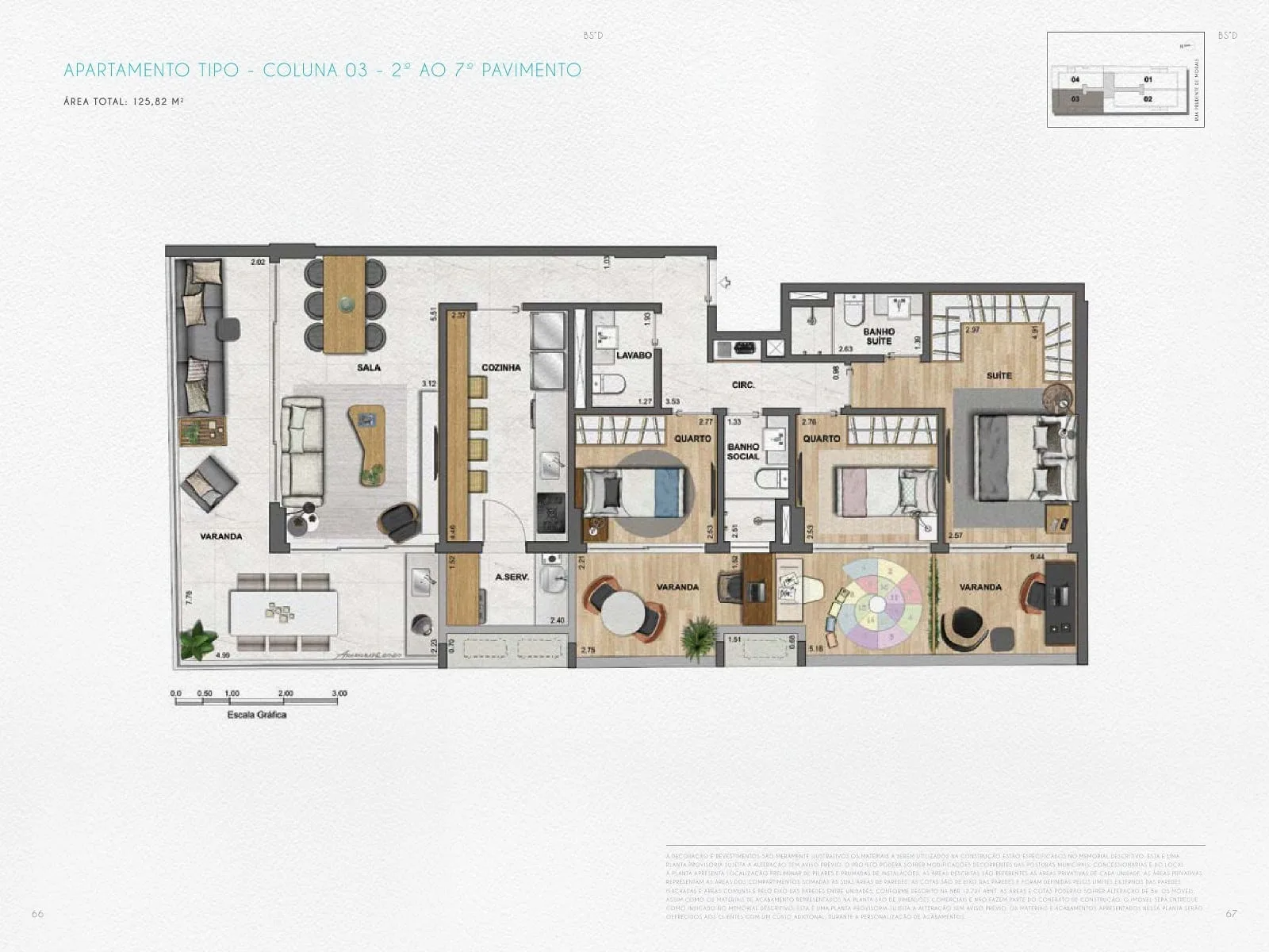 Planta 7: Nove Ipanema Mozak, apartamento de alto padrão em Ipanema, Rio de Janeiro