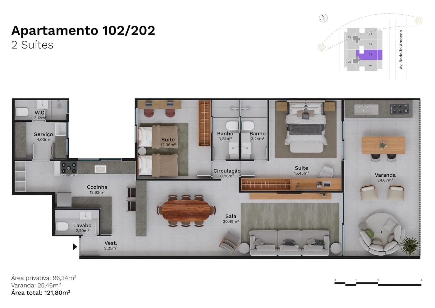 Planta 3: Haus Jardim Oceânico, apartamento de alto padrão na Barra da Tijuca, Rio de Janeiro